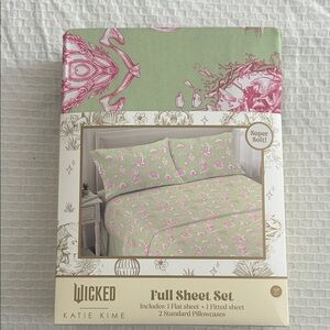 Katie Kime Full Sheet Set - Green and Pink Floral